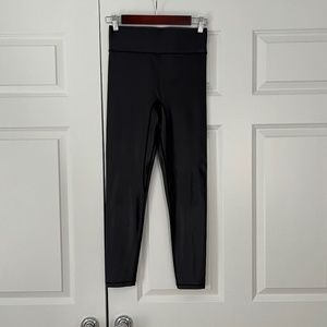 All Access High Waisted Center Stage Legging - Black Shine